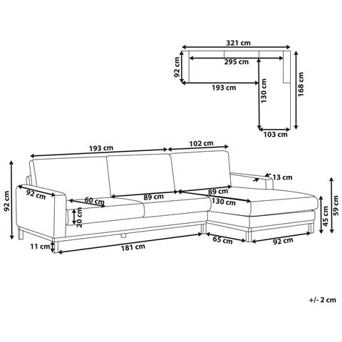 Divano Angolare 4 Posti Siggard Tessuto Grigio Lato Sinistro - Foto 2
