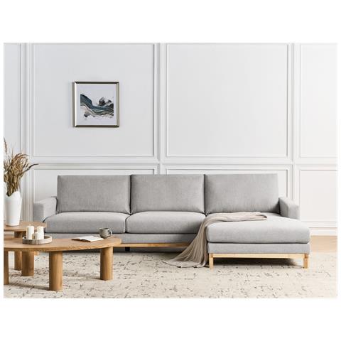 Divano Angolare 4 Posti Siggard Tessuto Grigio Lato Sinistro - Foto 1