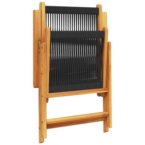 Sedie da Giardino Reclinabili 6pz Nere Legno Massello di Acacia - Foto 10