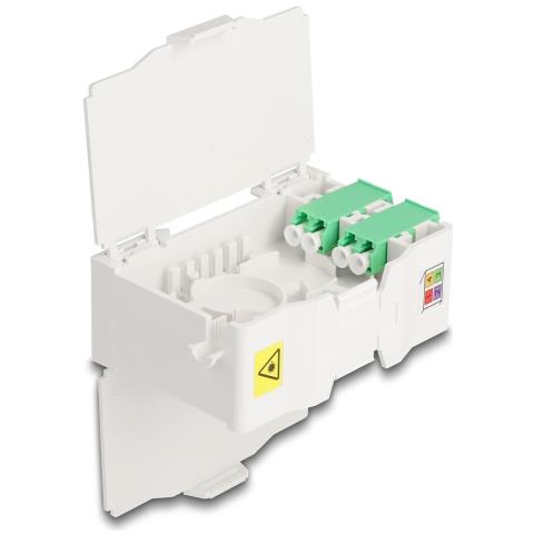 Scatola di connessione per fibra ottica per guida DIN con supporto per giunzione e accoppiatore 4 x LC Duplex - Foto 5