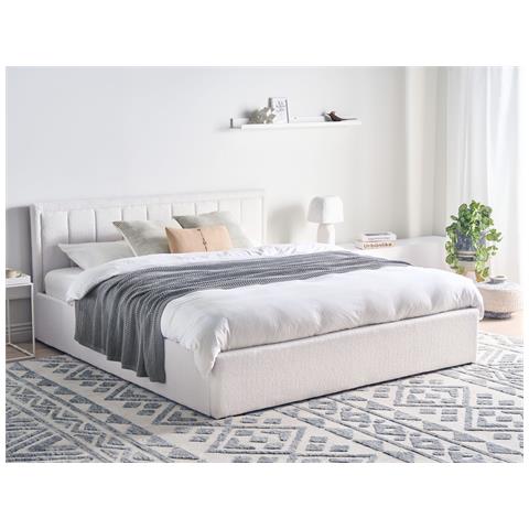 Letto Contenitore Bouclé Montlaur 180 X 200 Cm Bianco - Foto 1