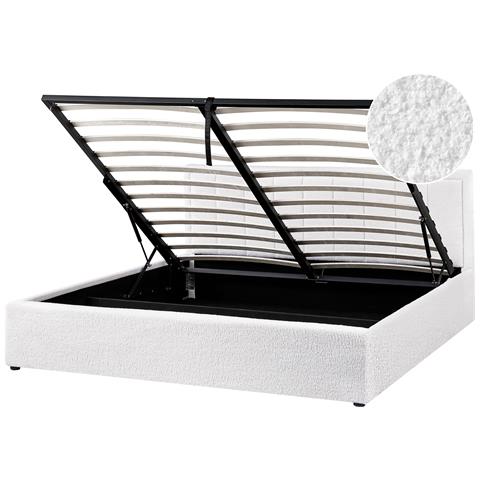 Letto Contenitore Bouclé Montlaur 180 X 200 Cm Bianco - Foto 2