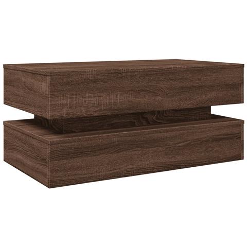 Tavolino Da Soggiorno Con Luci Led Rovere Marrone 90x50x40 Cm - Foto 3