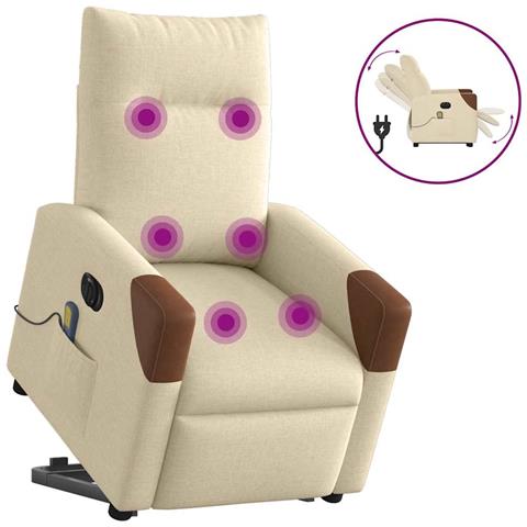 Poltrona Alzapersona Massaggiante Elettrica Crema In Tessuto - Foto 1
