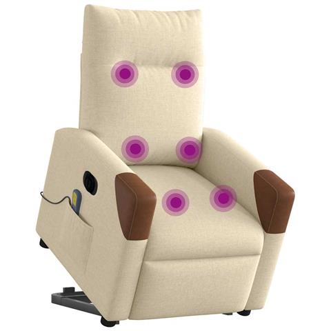 Poltrona Alzapersona Massaggiante Elettrica Crema In Tessuto - Foto 3