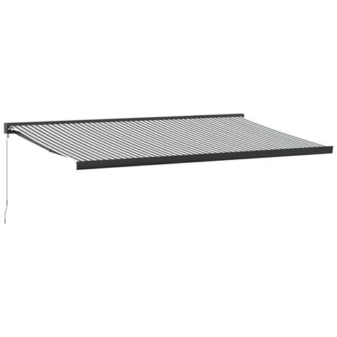 Tenda Retrattile Antracite E Bianca 5x3 M Tessuto E Alluminio - Foto 2