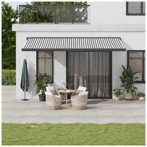 Tenda Retrattile Antracite E Bianca 5x3 M Tessuto E Alluminio - Foto 1