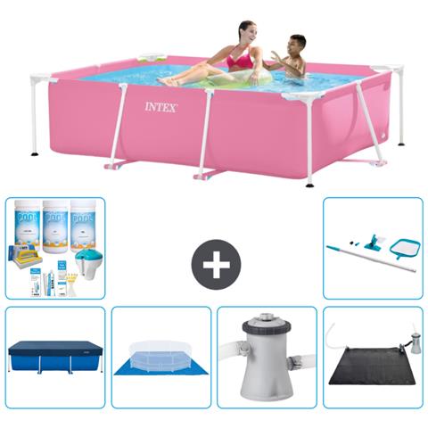 Piscina Fuori Terra - Rettangolo - 220x150x60 Cm - Rosa - Include Accessori Coordinati Cb97 - Foto 1