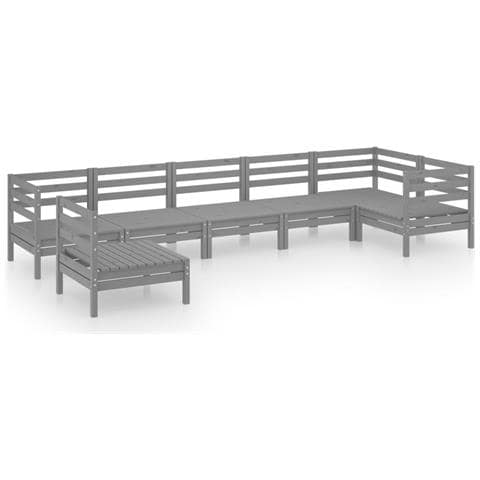 Lusso Casadino -  Set Divani Da Giardino 7 Pz In Legno Massello Di Pino Grigio - Foto 1
