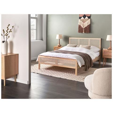 Letto Legno Di Pino Salernas 140 X 200 Cm Marrone Chiaro - Foto 1