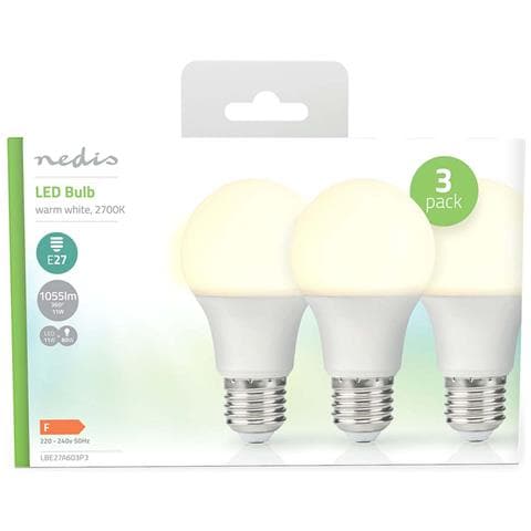 Confezione Da 3 Lampadine Led 11 W E27 A60 1055 Lm Smerigliate Stile Retrò, Bianco - Foto 2