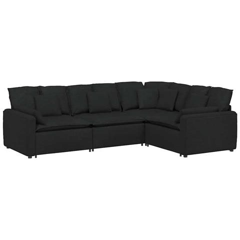 Divano Modulare con Cuscini in Tessuto Nero - Foto 1