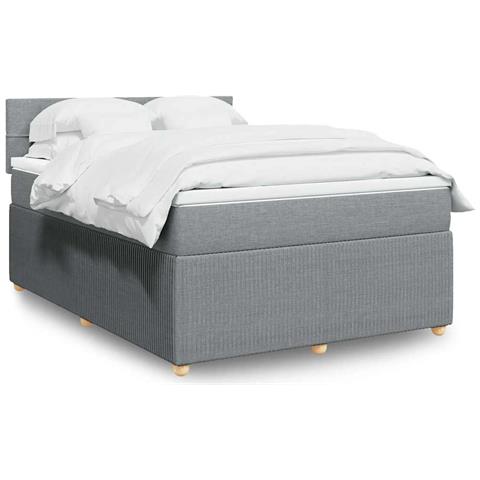 Giroletto a Molle con Materasso Grigio Chiaro 160x200cm Tessuto - Foto 2
