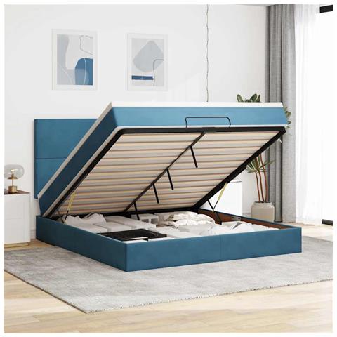 Struttura Letto Pouf con Materassi 160x200 cm Velluto - Foto 2