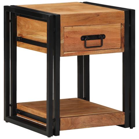 Comodino 40x40x50 cm in Legno Massello di Acacia - Foto 2