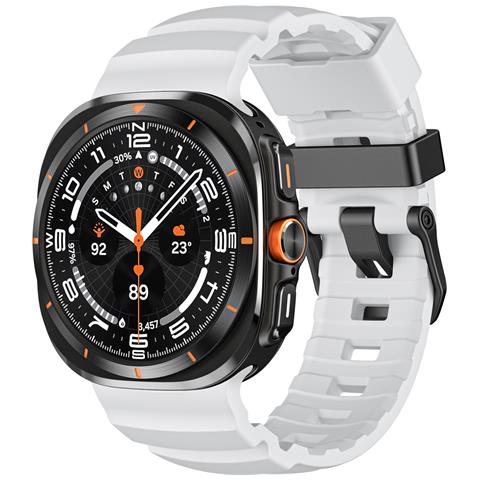 Cinturino In Silicone Compatibile Con Samsung Galaxy Watch Ultra 47mm, Design Sportivo Con Fibbia Nera Resistente White - Foto 2