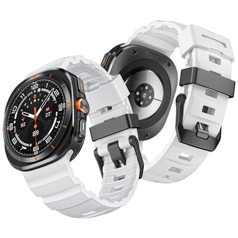 Cinturino In Silicone Compatibile Con Samsung Galaxy Watch Ultra 47mm, Design Sportivo Con Fibbia Nera Resistente White - Foto 5