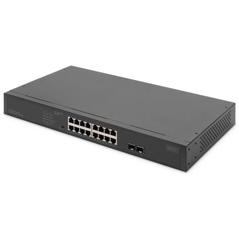 Switch di rete Gigabit a 16 porte, 19 pollici, non gestito, 2 porte uplink, SFP - Foto 1