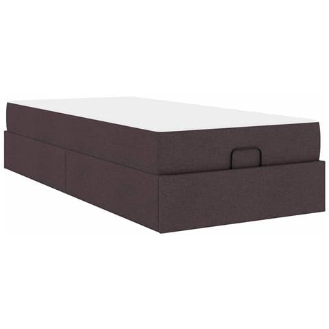 Struttura del letto Marrone scuro 90 x 200 cm Tessuto - Foto 1