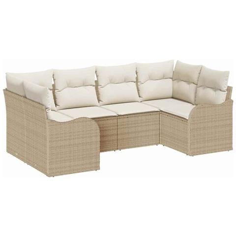Set Divano da Giardino 6 pcs Beige e bianco Poly Rattan - Foto 1