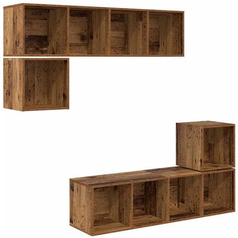 Set mobile TV 4 pcs Legno vecchio 37 x 37 x 142.5 cm - Foto 1