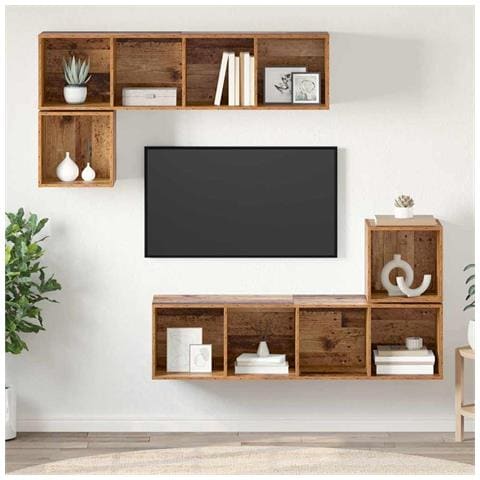 Set mobile TV 4 pcs Legno vecchio 37 x 37 x 142.5 cm - Foto 2