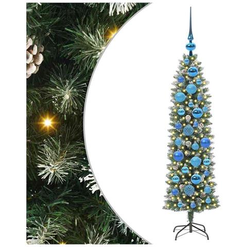 Albero di Natale Artificiale Sottile Verde e Bianco 120 cm - Foto 1