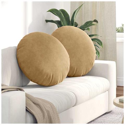 Cuscini per Seduta 2 pcs Marrone Ø 40 x 13 cm Velluto - Foto 2