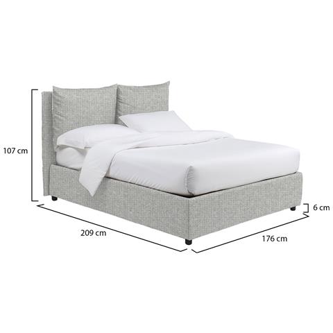 Davoli - Letto Matrimoniale Sfoderabile, Grigio Chiaro - Foto 2