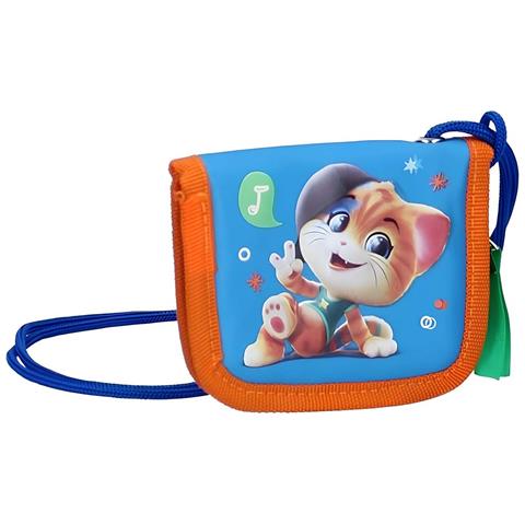 Portafoglio Da Collo Con Cerniera Per Bambini In Poliestere Compatto, Blu - Foto 1