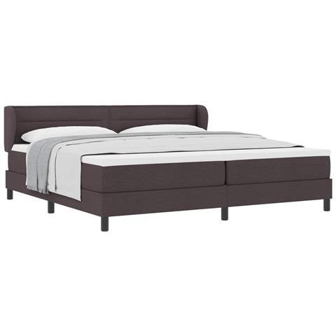 Letto a molle con materasso Marrone Scuro 200 x 200 cm Tessuto - Foto 1