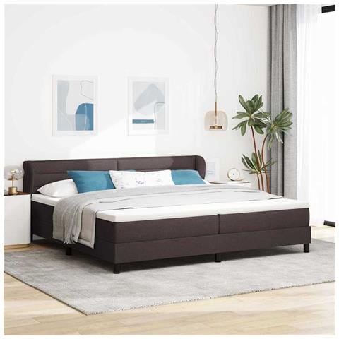 Letto a molle con materasso Marrone Scuro 200 x 200 cm Tessuto - Foto 2