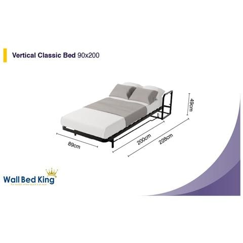Letto a Scomparsa Verticale Classic 90 x 200 - Meccanismo a Pistone a Gas, Supporta fino a 250kg, Design Salva-spazio, Montaggio Facile, Compatibile con Materassi (Spessore Fino a 30cm) - Foto 2