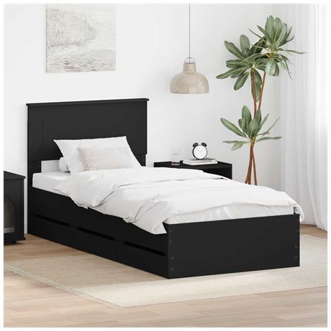 Struttura del letto Nero 75 x 190 cm Legno Ingegnerizzato - Foto 2