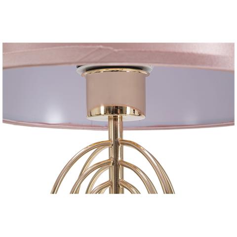 Lampada Da Tavolo Krista Piccola In Ferro Dorato Con Paralume In Tessuto Rosa - Foto 2