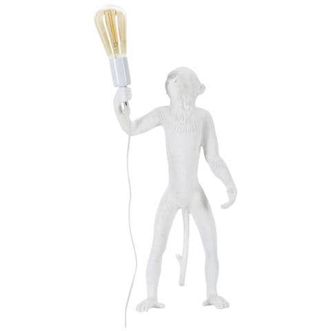 Lampada Da Tavolo Monkey Bianco In Resina Glam 26x34x55 Cm - Foto 1