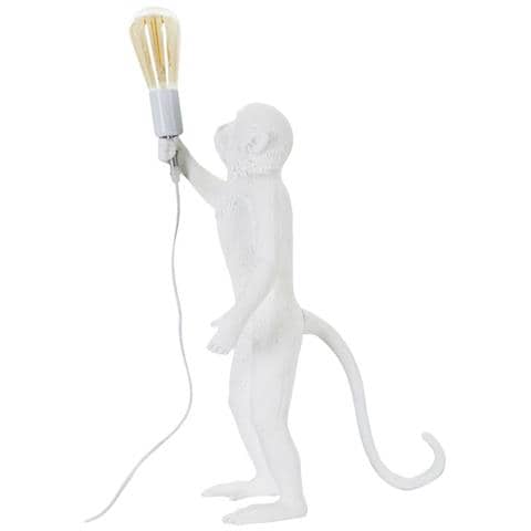 Lampada Da Tavolo Monkey Bianco In Resina Glam 26x34x55 Cm - Foto 2