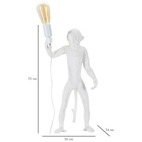 Lampada Da Tavolo Monkey Bianco In Resina Glam 26x34x55 Cm - Foto 8