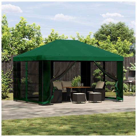 Gazebo da giardino con pareti laterali 4 × 3 m Verde - Foto 2