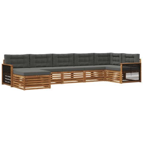 Set di divani da esterno con cuscino 7 pcs Naturale e Antracite - Foto 1