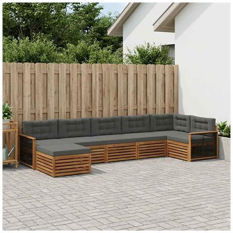 Set di divani da esterno con cuscino 7 pcs Naturale e Antracite - Foto 2
