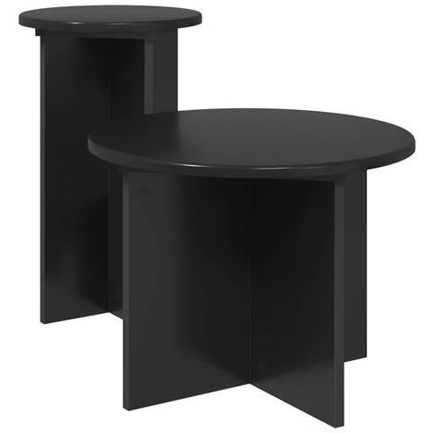 Set tavolini 2 pcs Rovere Nero Legno ingegnerizzato - Foto 1