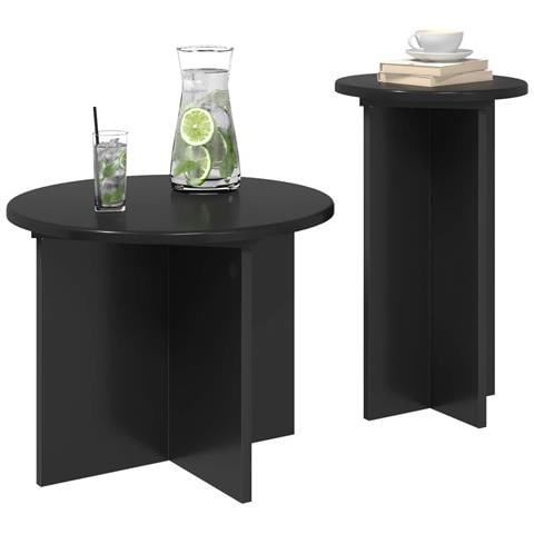 Set tavolini 2 pcs Rovere Nero Legno ingegnerizzato - Foto 2