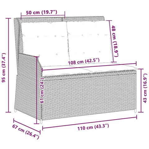 Panchina da giardino Grigio polyrattan - Foto 9