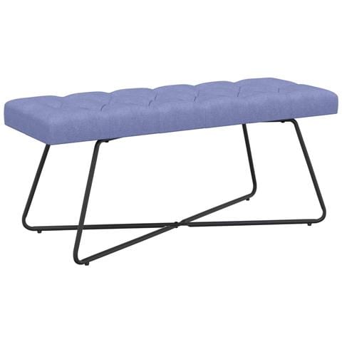 Panchina con bottoni imbottiti Blu jeans 110 x 40 x 46 cm - Foto 1