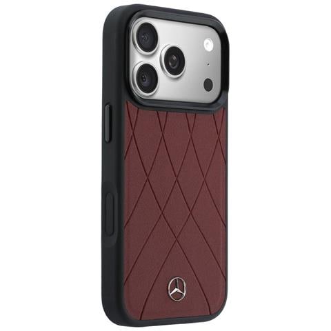 Custodia Rossa In Pelle Mercedes-benz Con Linee Incrociate Magsafe Per Iphone 17 Pro Max - Foto 1