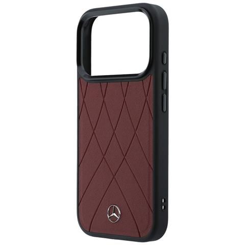 Custodia Rossa In Pelle Mercedes-benz Con Linee Incrociate Magsafe Per Iphone 17 Pro Max - Foto 4