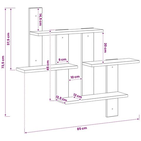 Scaffale da parete Rovere Sonoma 85 x 13,5 x 73,5 cm - Foto 6