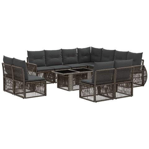 Set Divano da Giardino 12 pz Grigio e Grigio Scuro polyrattan - Foto 1