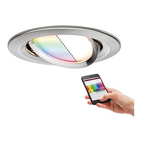 Paulmann 92964 Smarthome Zigbee - Faretto Da Incasso A Led Coin Nova Plus, 1 X 3,5 W, Rgbw, In Ferro Spazzolato - Foto 1